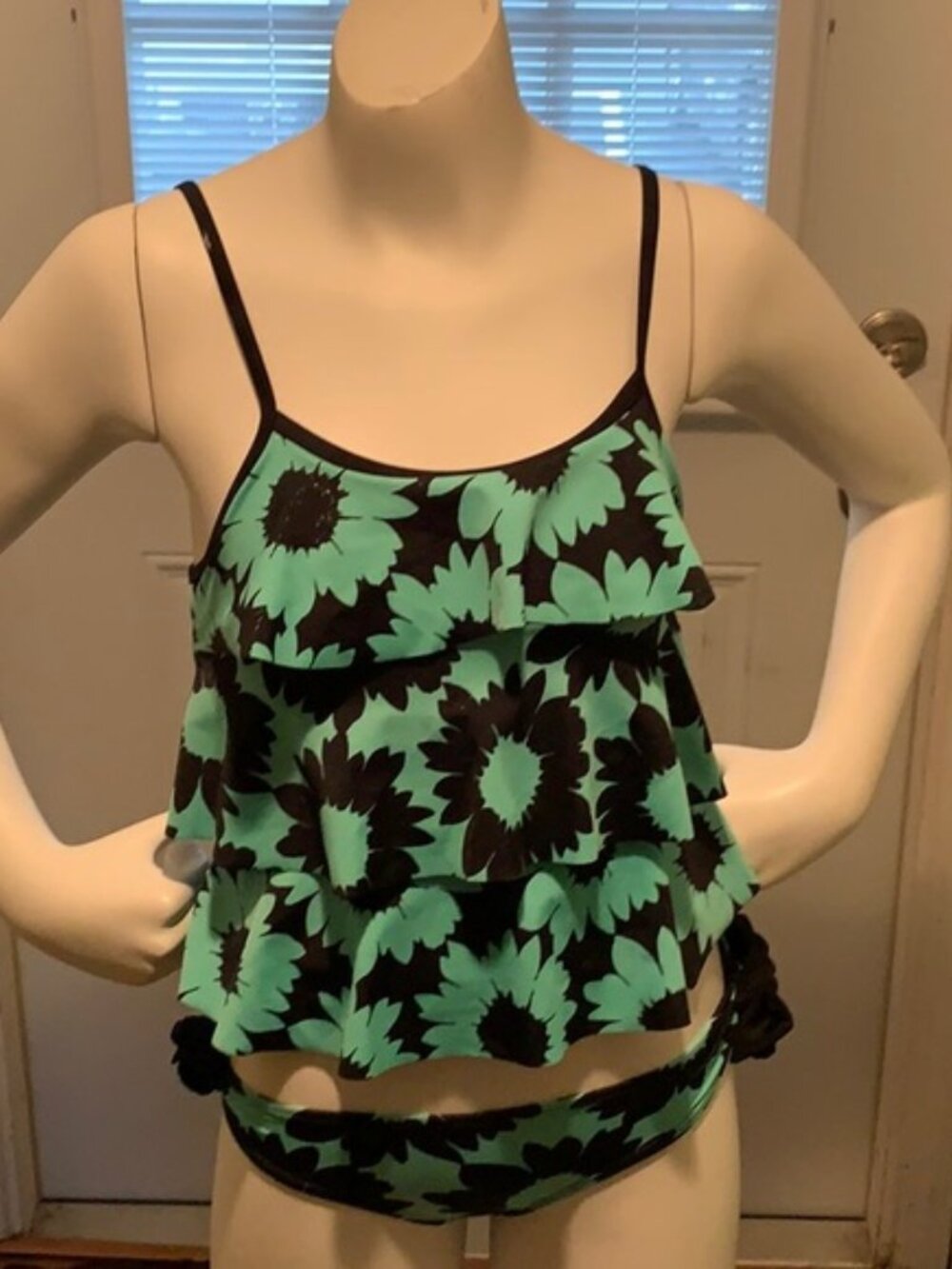 Green & Black2 Pcs Justice Tankini Swimsuit Size 6